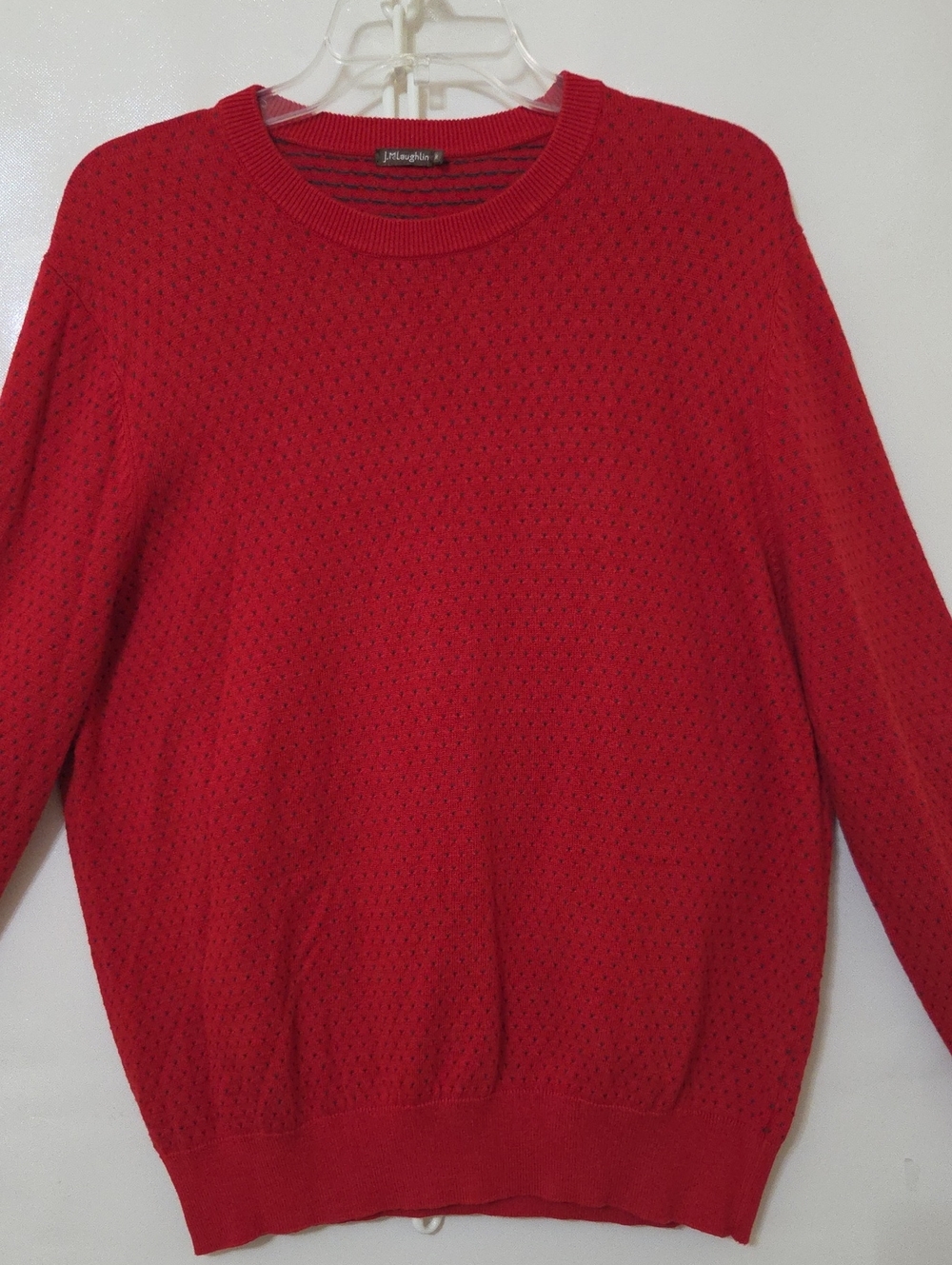 J. McLaughlin Men's Red Blue Pullover Crewneck Sweater - Size Medium